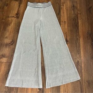 Anthropologie Silver Metallic Pleated Wide Leg Palazzo Pants Size XS